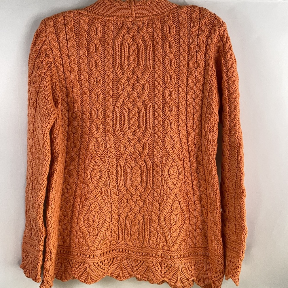 Aran Craft Merino Wool Button Front Scalloped - Picture 4 of 7